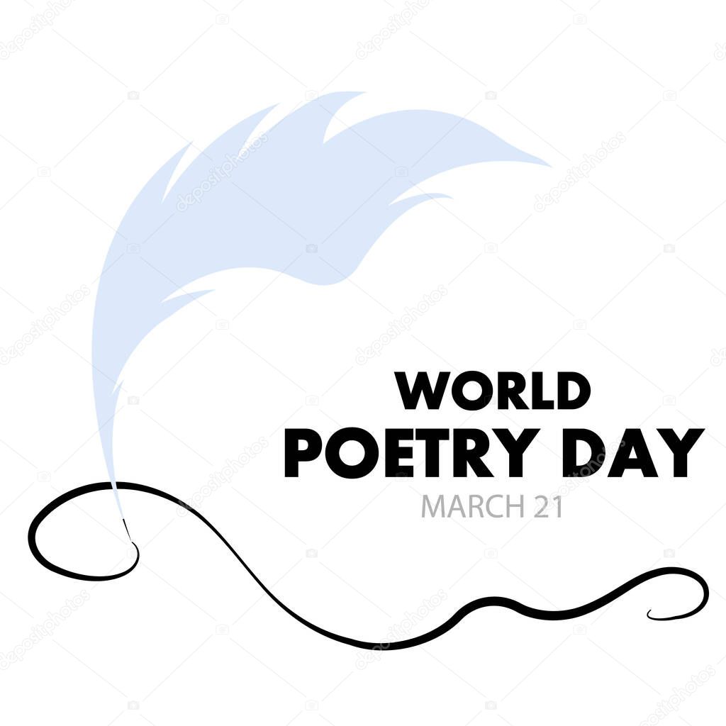 World poetry day ink calligraphy, vector art illustration.