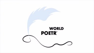 Şiir günü mürekkep kaligrafisi, sanat videosu illüstrasyonu.