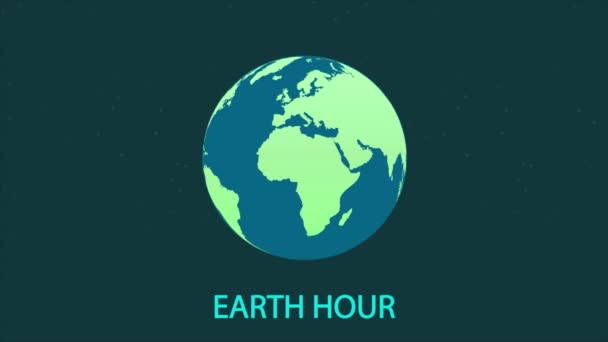 Earth Hour Mit Power Taste Kunst Video Illustration — Stockvideo