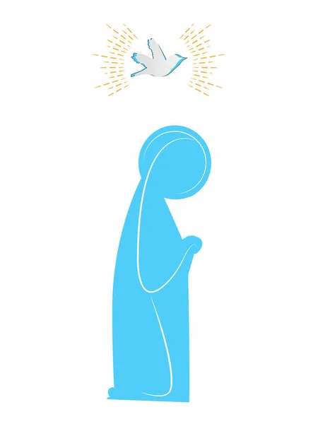 Annunciation Virgin Mary Image Prayer Vector Art Illustration — Stock Vector