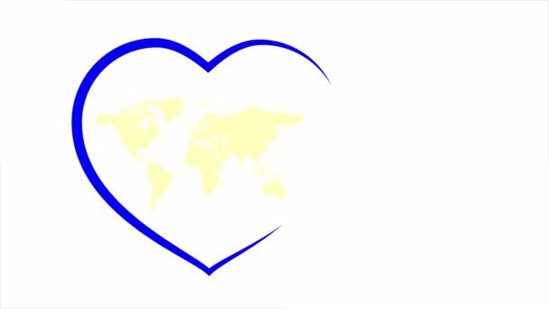 World Syndrom Dag Hjärta Världskarta Konst Video Illustration — Stockvideo