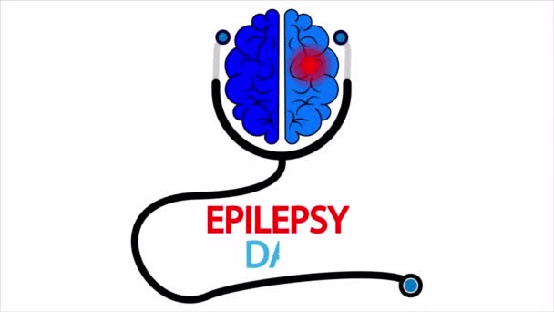 Epilessia Giorno Cervello Con Stetoscopio Illustrazione Video Arte — Video Stock