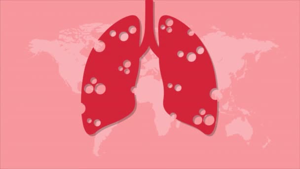 Dia Mundial Lesões Pulmonares Arte Vídeo Ilustração — Vídeo de Stock