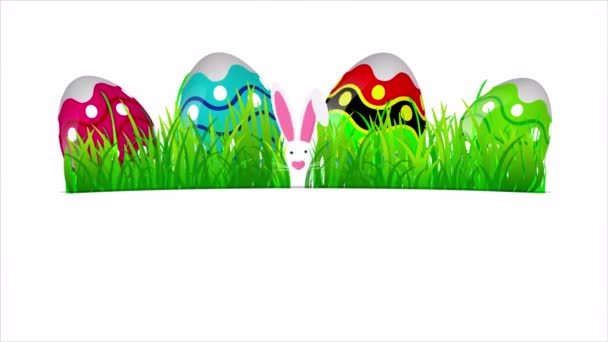 Césped Pascua Con Huevos Pascua Conejito Ilustración Video Arte — Vídeos de Stock