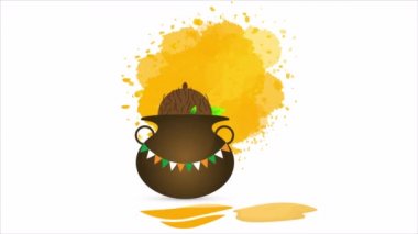 Ugadi Hint ziyafeti geleneksel yemekler, sanat videosu illüstrasyonları.