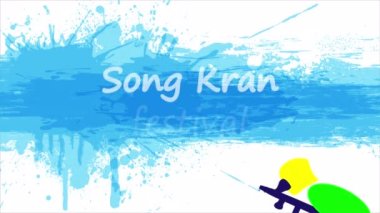 Songkran festivali thailand su tabancası, sanat videosu illüstrasyonu.