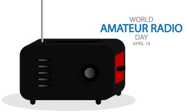 Dünya Amatör Radyo Günü 18 Nisan, vektör sanat illüstrasyonu.