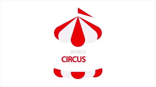 Wereld Circus Dag Tent Kunst Video Illustratie — Stockvideo