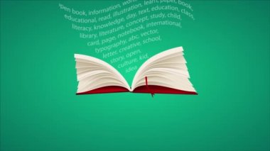 Dünya Kitabı ve Telif Hakları Günü açık kitap, sanat videosu illüstrasyonu.