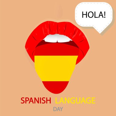 İspanyolca dil günü bayrağı, vektör sanatı illüstrasyonu.