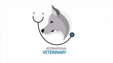 Uluslararası veteriner tıp köpeği ve steteskop günü, sanat videosu illüstrasyonu.
