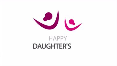 Kızlar günü neşeli anne-kız logosu, sanat videosu illüstrasyonu.
