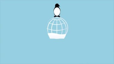 Dünya penguen günü kuzey kutbu, sanat videosu illüstrasyonu.