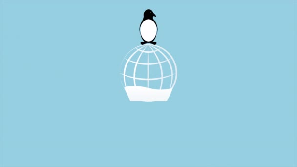 Παγκόσμια Ημέρα Πιγκουίνος Βόρειο Πόλο Τέχνη Εικονογράφηση Βίντεο — Αρχείο Βίντεο