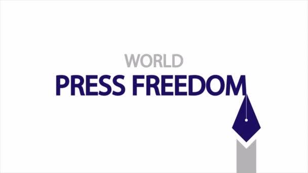 World Press Freedom Day Typography Pen Art Video Illustration — стоковое видео