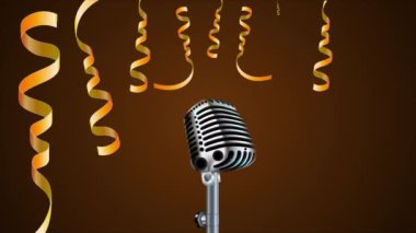 Birthday radio microphone and ribbon, art video illustration.