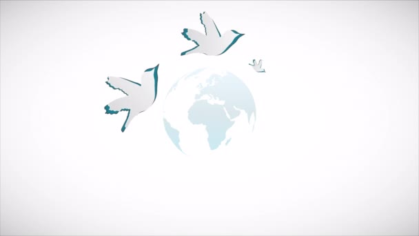 World Migratory Bird Day Planet Art Video Illustration — Stock Video