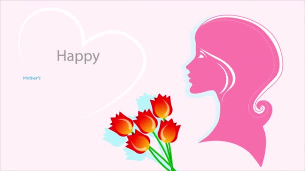 Mothers Day Woman Happy Flowers Art Video Illustration — Stock videók