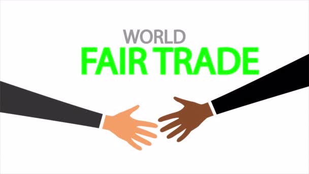 World Fair Trade Day Handshake Art Video Illustration — стоковое видео