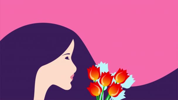 Anyák Napja Boldog Virágokkal Művészeti Videó Illusztráció — Stock videók