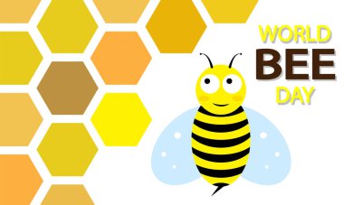 Dünya arısı günü ve bal peteği, vektör sanat çizimi.