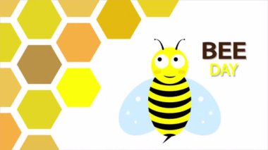 World bee day and honeycomb, art video illustration.