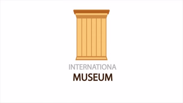 Giornata Internazionale Del Museo Colonne Monumento Illustrazione Video Arte — Video Stock