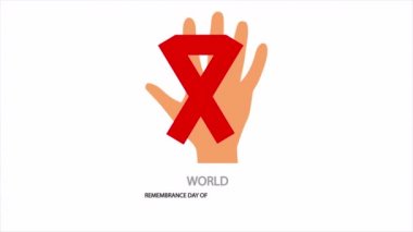 AIDS Kurbanlarının Dünya Anma Günü el ve kurdele, sanat videosu illüstrasyonu.
