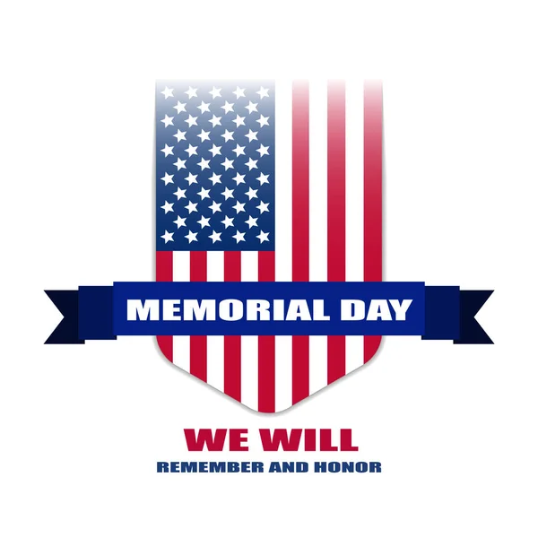 Memorial Day Badge Usa National Flag Colors Vector Art Illustration — Stock Vector