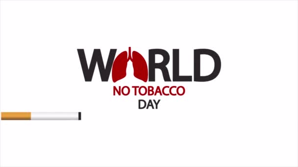 Mundo Sem Tabaco Dia Tipografia Cigarro Arte Vídeo Ilustração — Vídeo de Stock