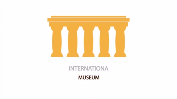 Dia Internacional Dos Museus Coluna Ilustração Vídeo Arte — Vídeo de Stock