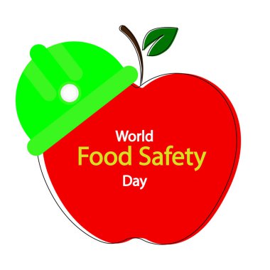 World food safety day apple in helmet, vector art illustration.