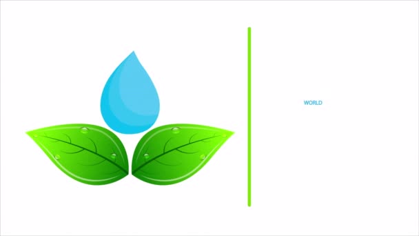 Wereld Milieu Dag Waterdruppel Bladeren Kunst Video Illustratie — Stockvideo
