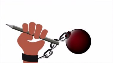 Zincire vurulmuş çocuk işçilere karşı dünya günü, sanat videosu illüstrasyonu.