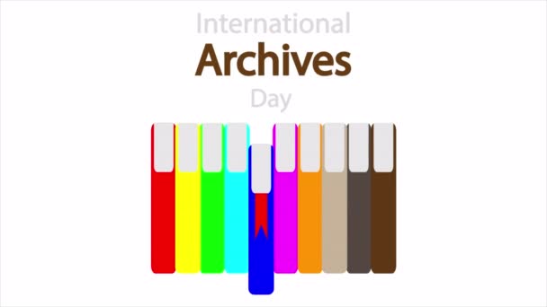 Internationella Arkiv Dag Bok Konst Video Illustration — Stockvideo