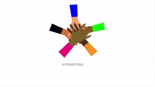 国际好友日手拉手在圆圈里 艺术视频插画 — 图库视频影像