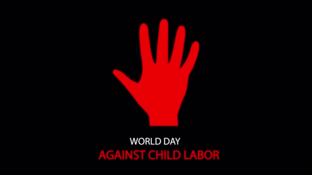 Verdensdag Mod Børnearbejde Rød Hånd Kunst Video Illustration – Stock-video
