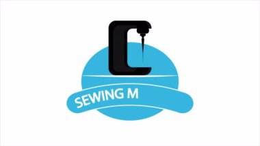 Dikiş makinesi gün logosu, sanat videosu illüstrasyonu.