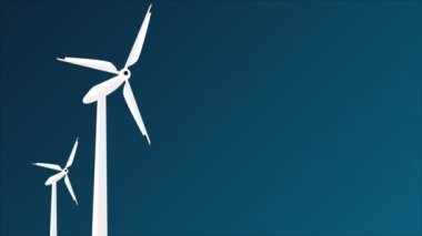 Rüzgar günü küresel rüzgar türbini, sanat videosu illüstrasyonu.