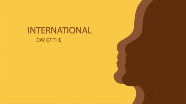 Día Internacional Del Niño Africano Rostro Perfil Ilustración Vídeo Arte — Vídeo de stock