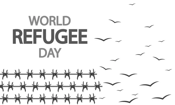 Всемирный День Беженцев Колючая Проволока Птицы Векторная Иллюстрация Искусства — стоковый вектор