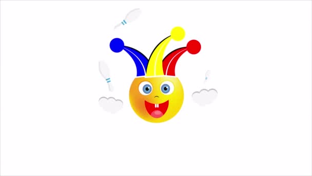 Día Mundial Del Malabarismo Emoticono Payaso Ilustración Vídeo Arte — Vídeos de Stock