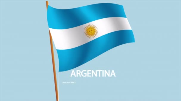 Σημαία Ημέρα Της Ανεξαρτησίας Της Αργεντινής Εικονογράφηση Βίντεο Τέχνης — Αρχείο Βίντεο