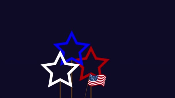 Happy Independence Day Stars American Flag National Colors Art Video — Stock video