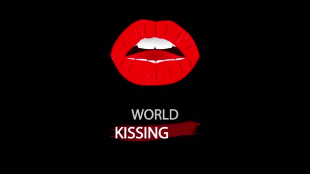 World Kiss Day Sexy Female Lips Art Video Illustration — Vídeos de Stock
