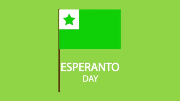 Esperanto Day Flag Flat Design Art Video Illustration — Vídeos de Stock