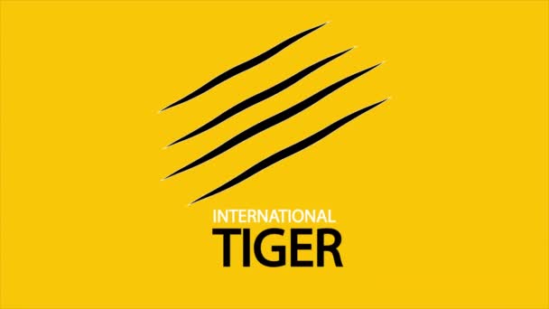 Tipografia Internacional Garra Dia Tigre Ilustração Vídeo Arte — Vídeo de Stock