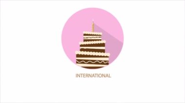 International cake day icon, art video illustration.