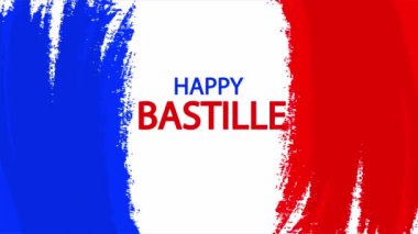 Bastille Günü Mutlu suluboya bayrağı, sanat videosu illüstrasyonu.