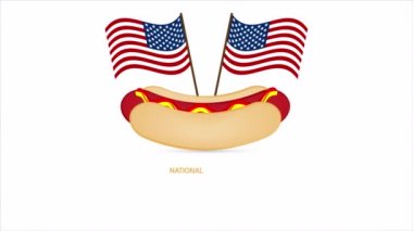 National hot dog day usa flag, art video illustration.